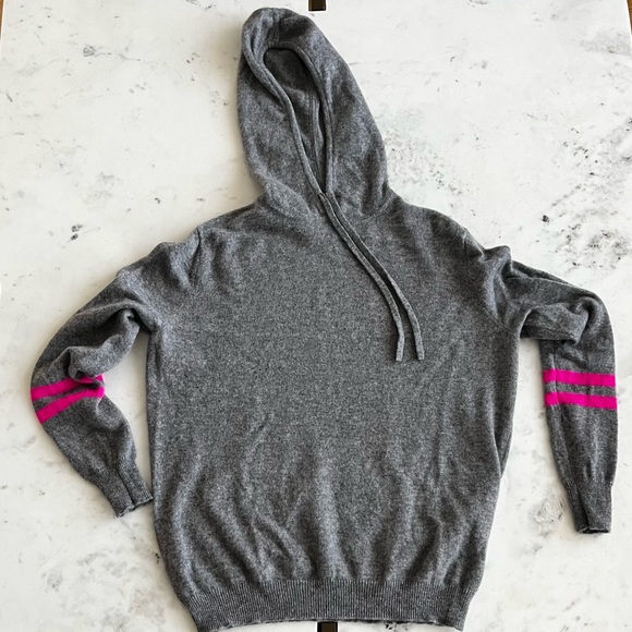 AQUA Cashmere Athletic Stripe Hoodie - Picture 2 of 4